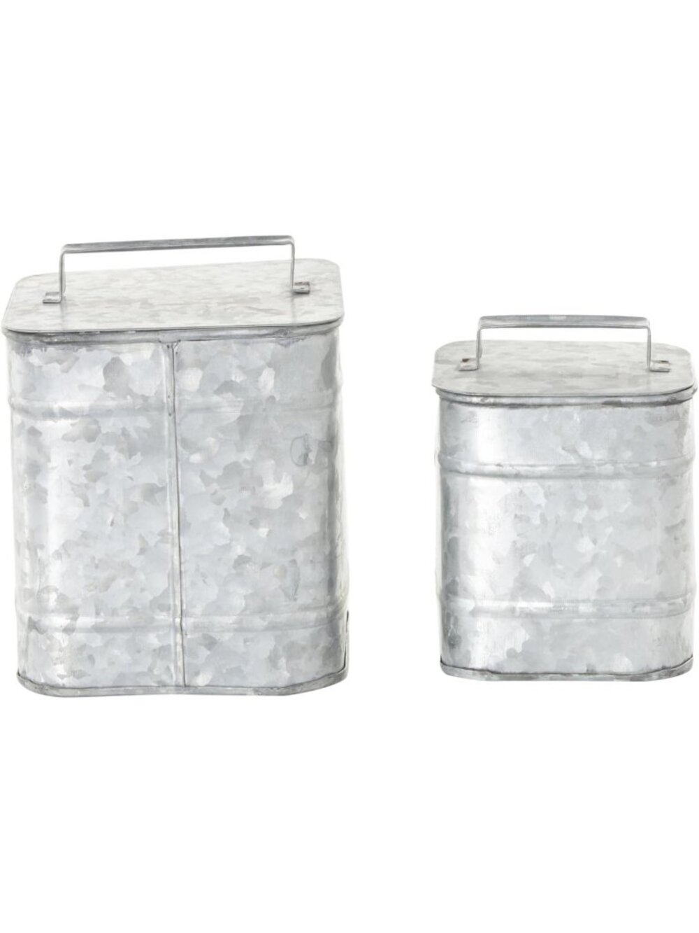 Stylish Metal Decorative Canisters Set of 2 - Silver Keepsake Boxes, 8" & 7"H